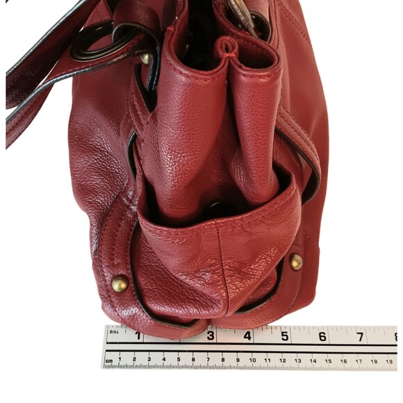 Tiganello Glam Red Round It Up Shopper Leather Handbag Brass Toned Hardware - Picture 11 of 15